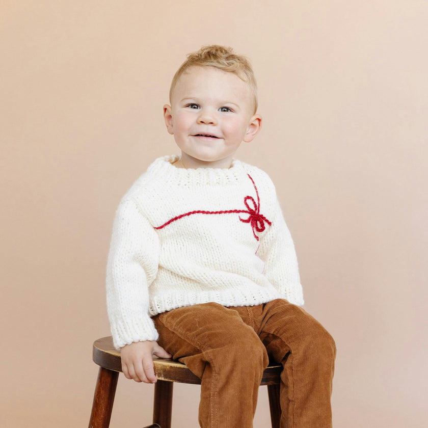 Present Sweater, Cream/Red