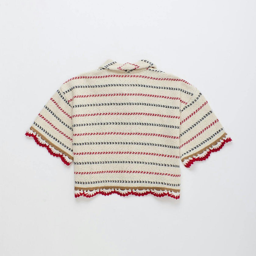 BARCOS KNIT SHIRT OFF WHITE / RED