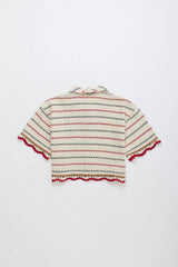 BARCOS KNIT SHIRT OFF WHITE / RED