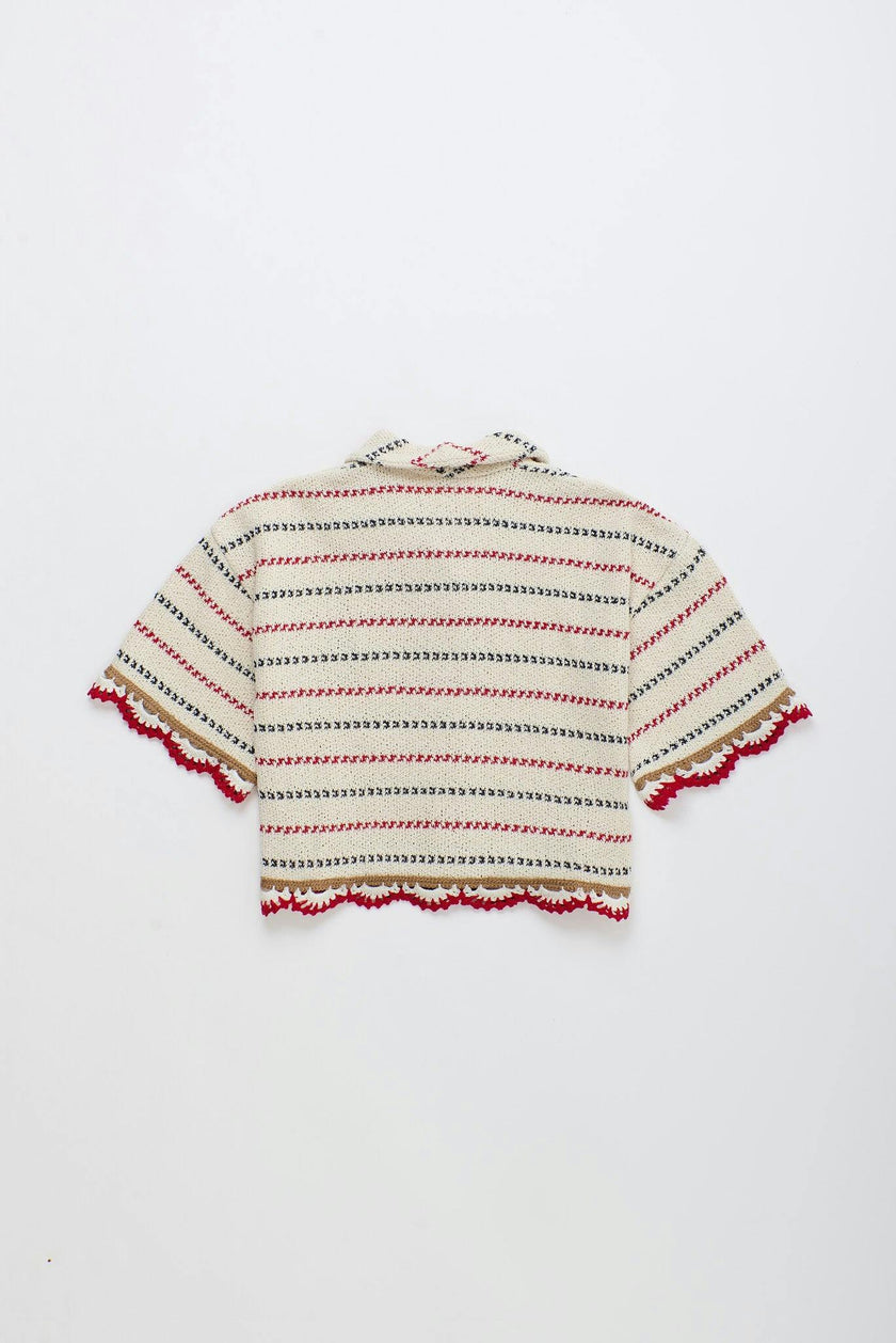 BARCOS KNIT SHIRT OFF WHITE / RED