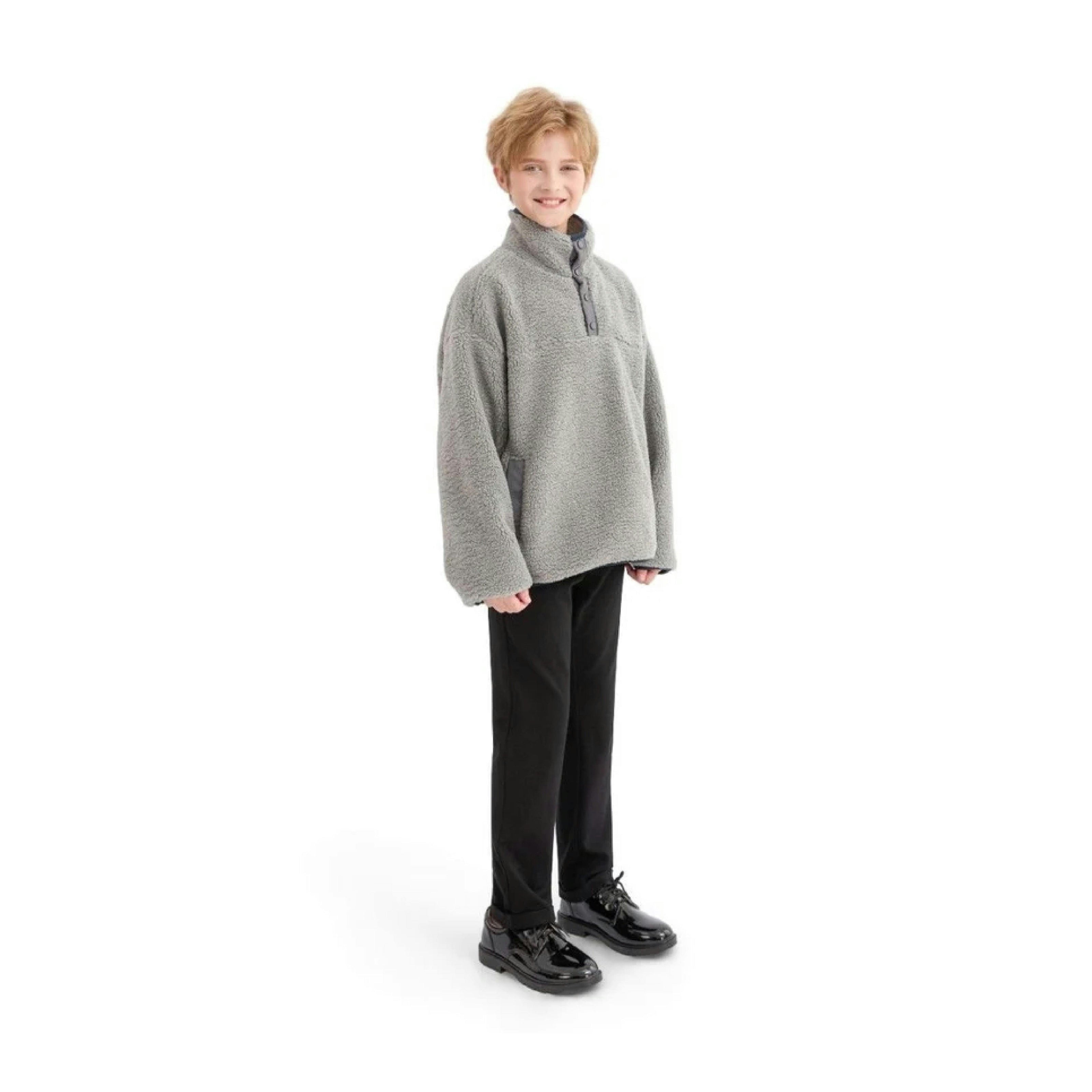 Gray Sherpa Fleece Pullover