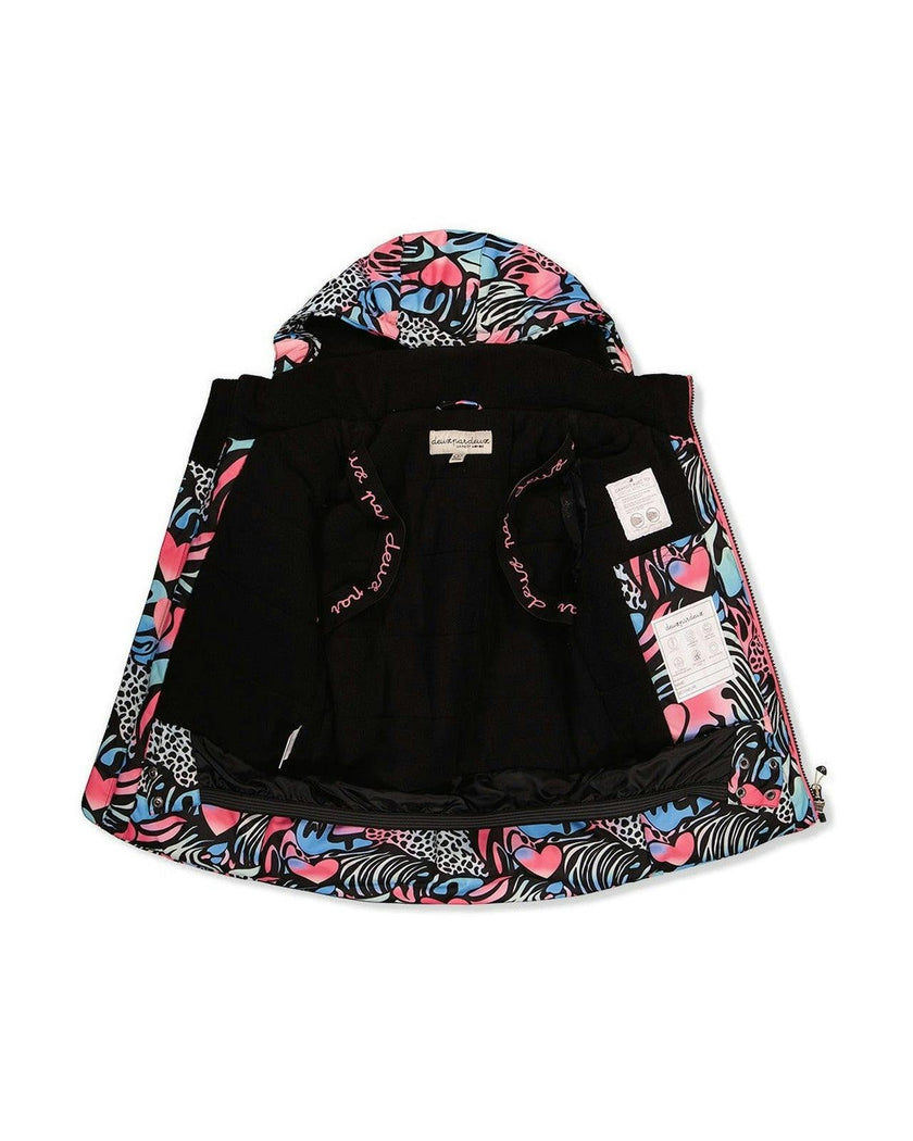Two Piece Play Snowsuit Black Zebra Print With Pink Pants