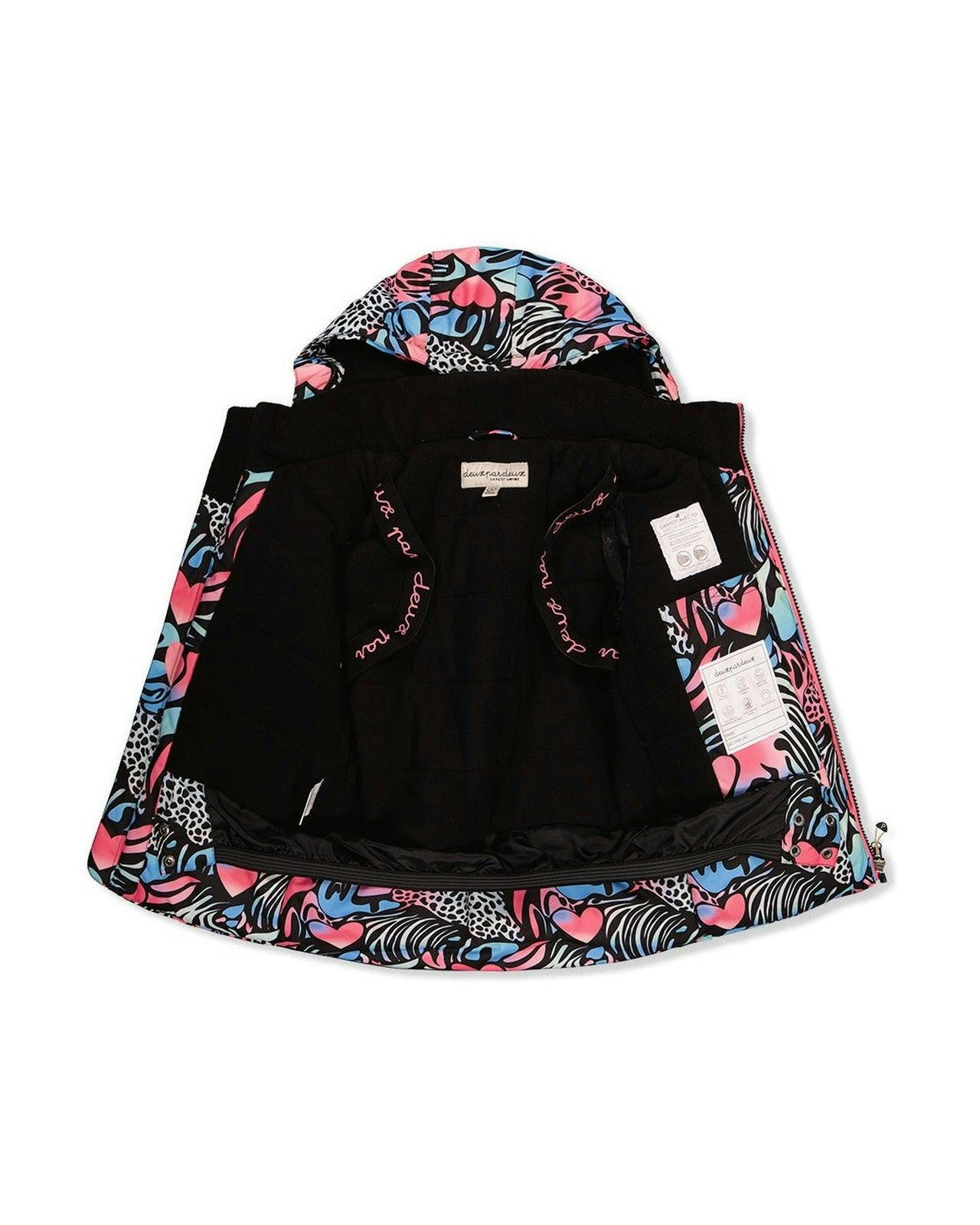 Two Piece Play Snowsuit Black Zebra Print With Pink Pants