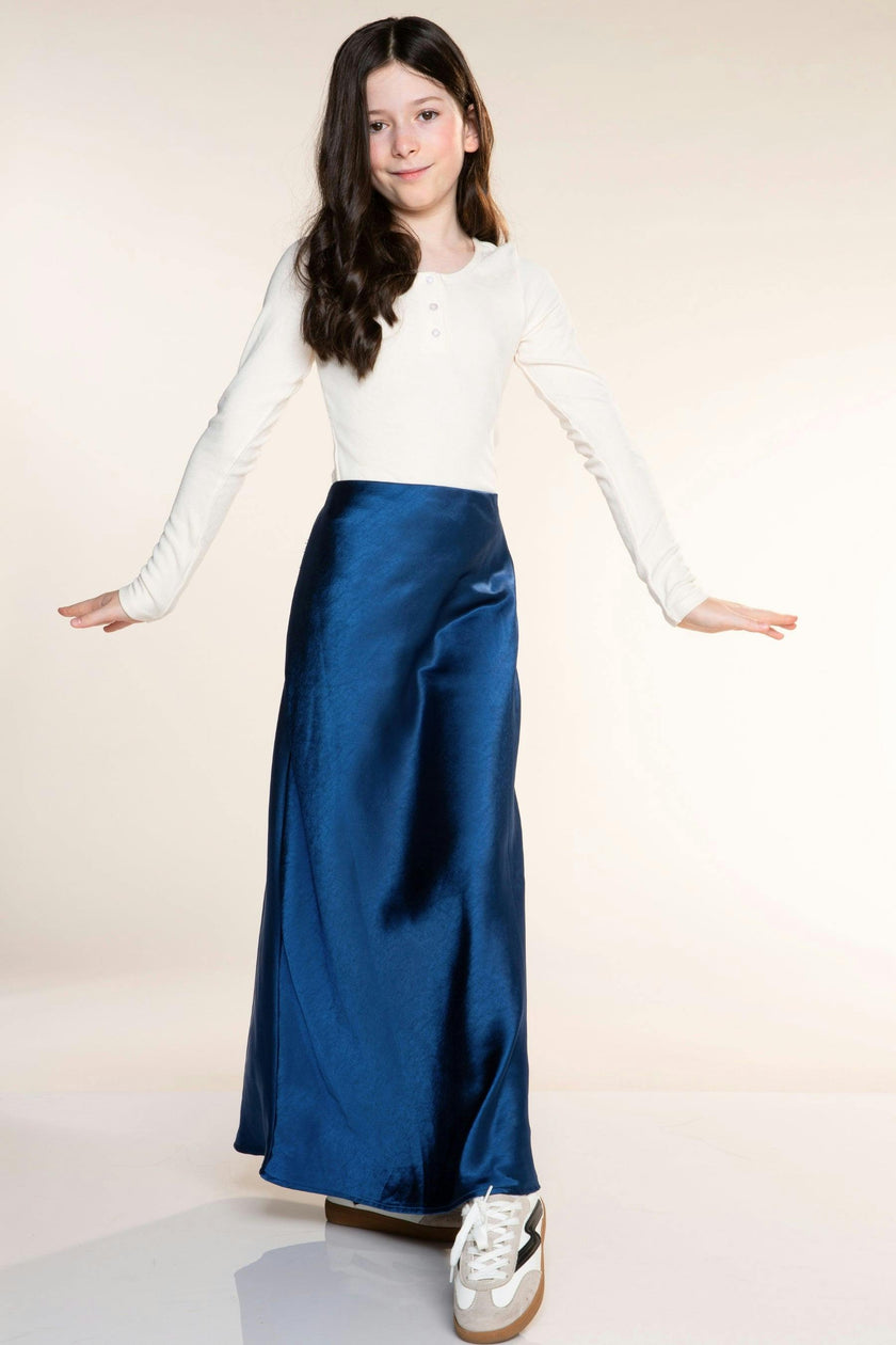 Washed Satin Maxi Skirt