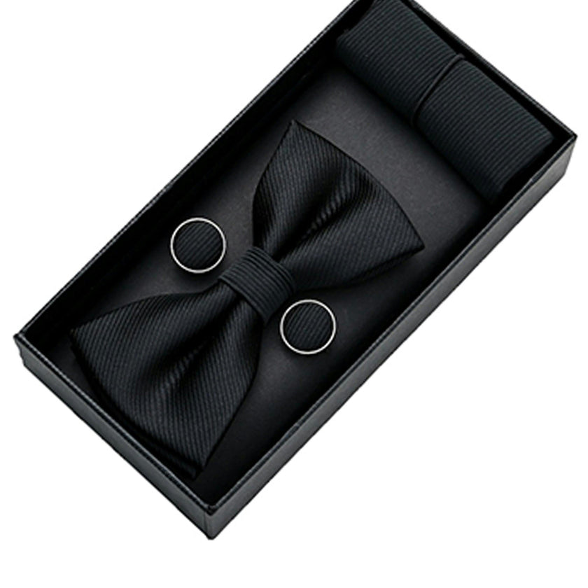 Black Etched Bowtie Set