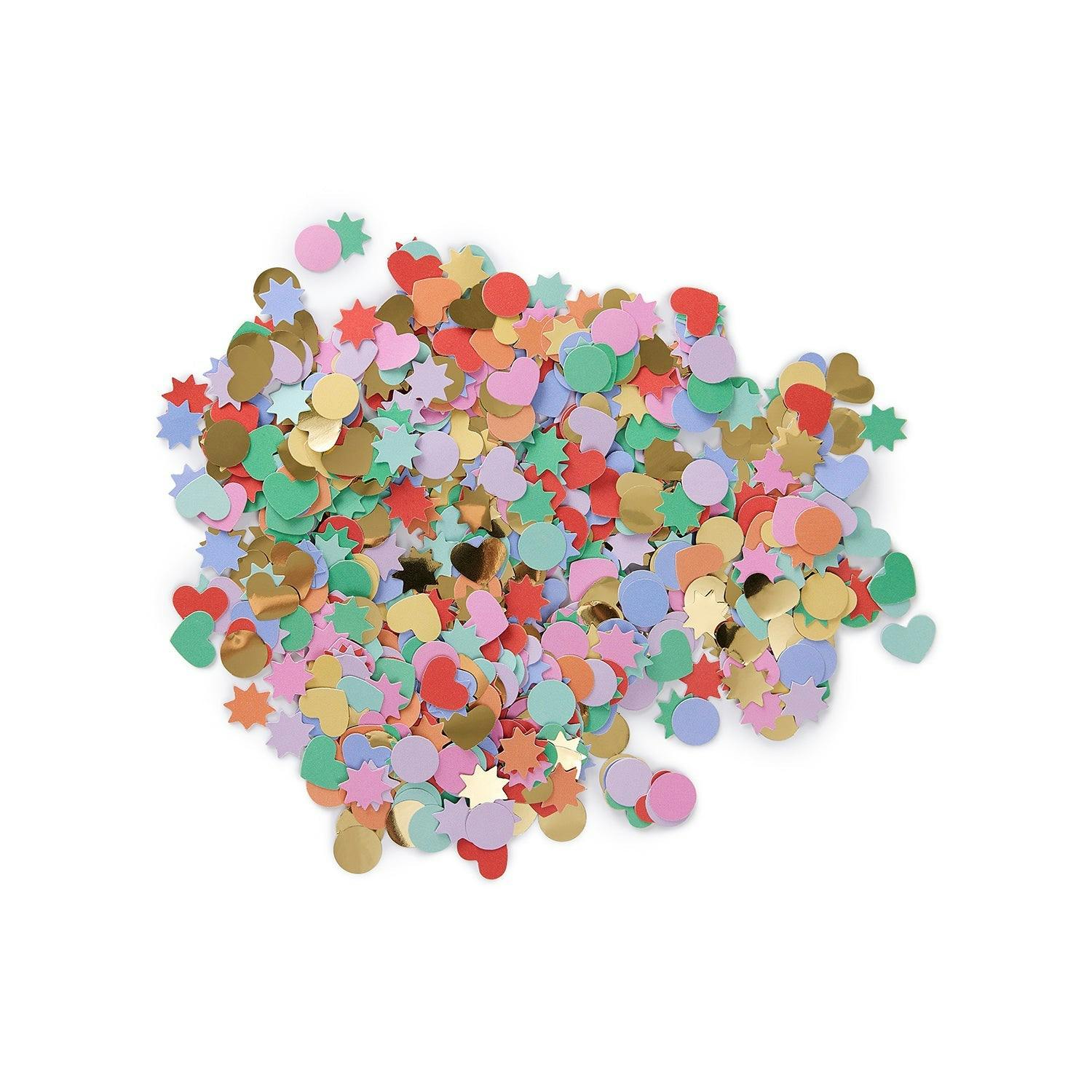 Packed Party Rainbow Multicolor Party Confetti Mix - Thick Paper Confetti Dots Hearts Stars and More for Tabletops, Gift Bags, and Photo Ops