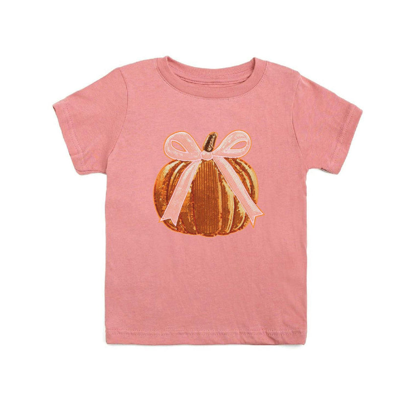 Coquette Pumpkin Sequin Patch Short Sleeve T-Shirt
