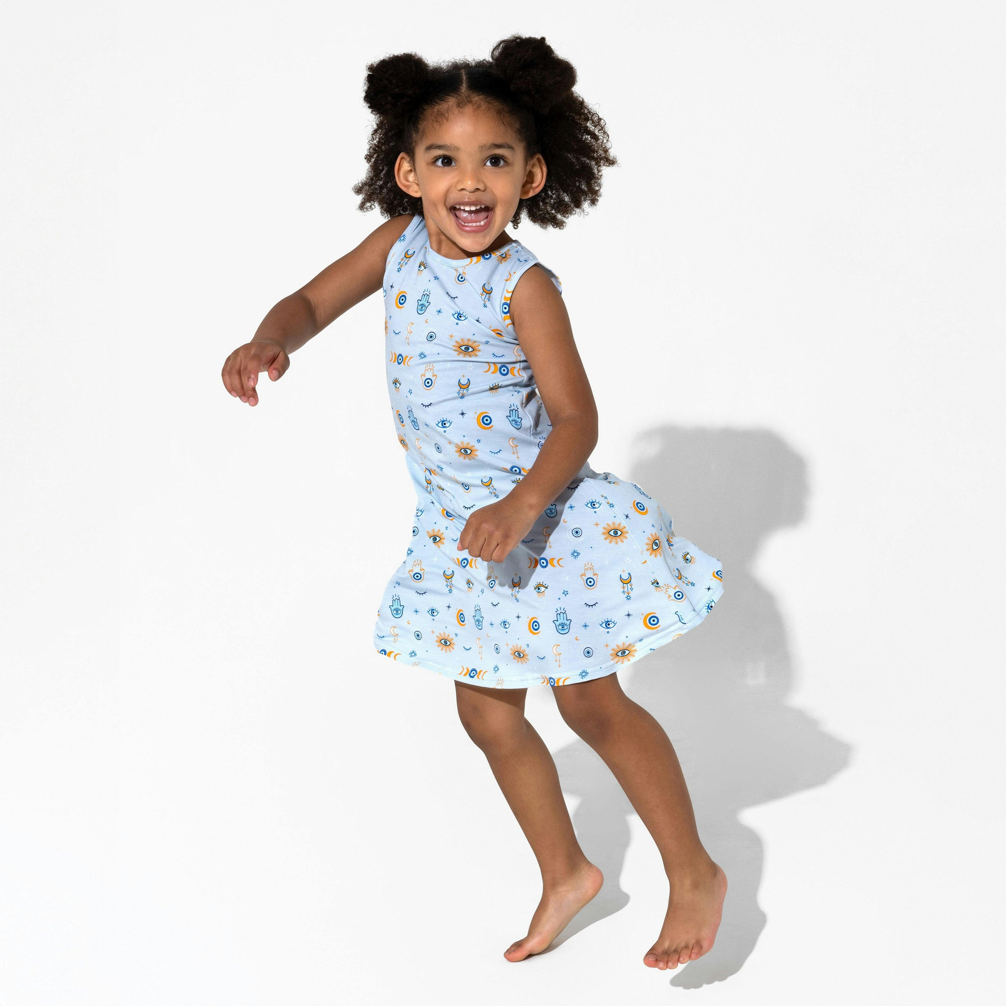 The Eye Blue Bamboo Girls' Sleeveless Dress
