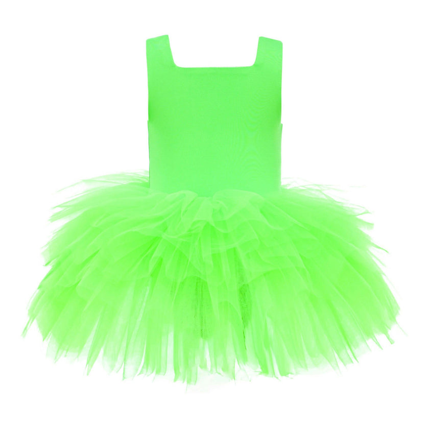 Green Neon Solid Tutu Dress