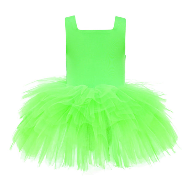Green Neon Solid Tutu Dress
