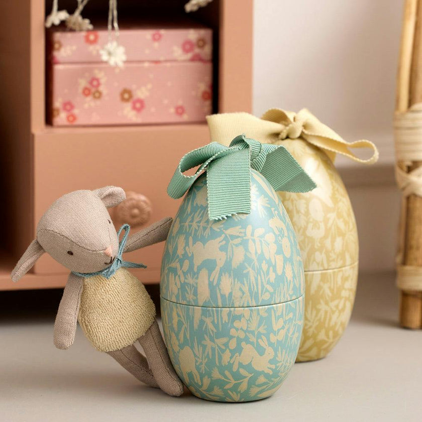 Easter egg with micro lamb, Small - Dusty mint