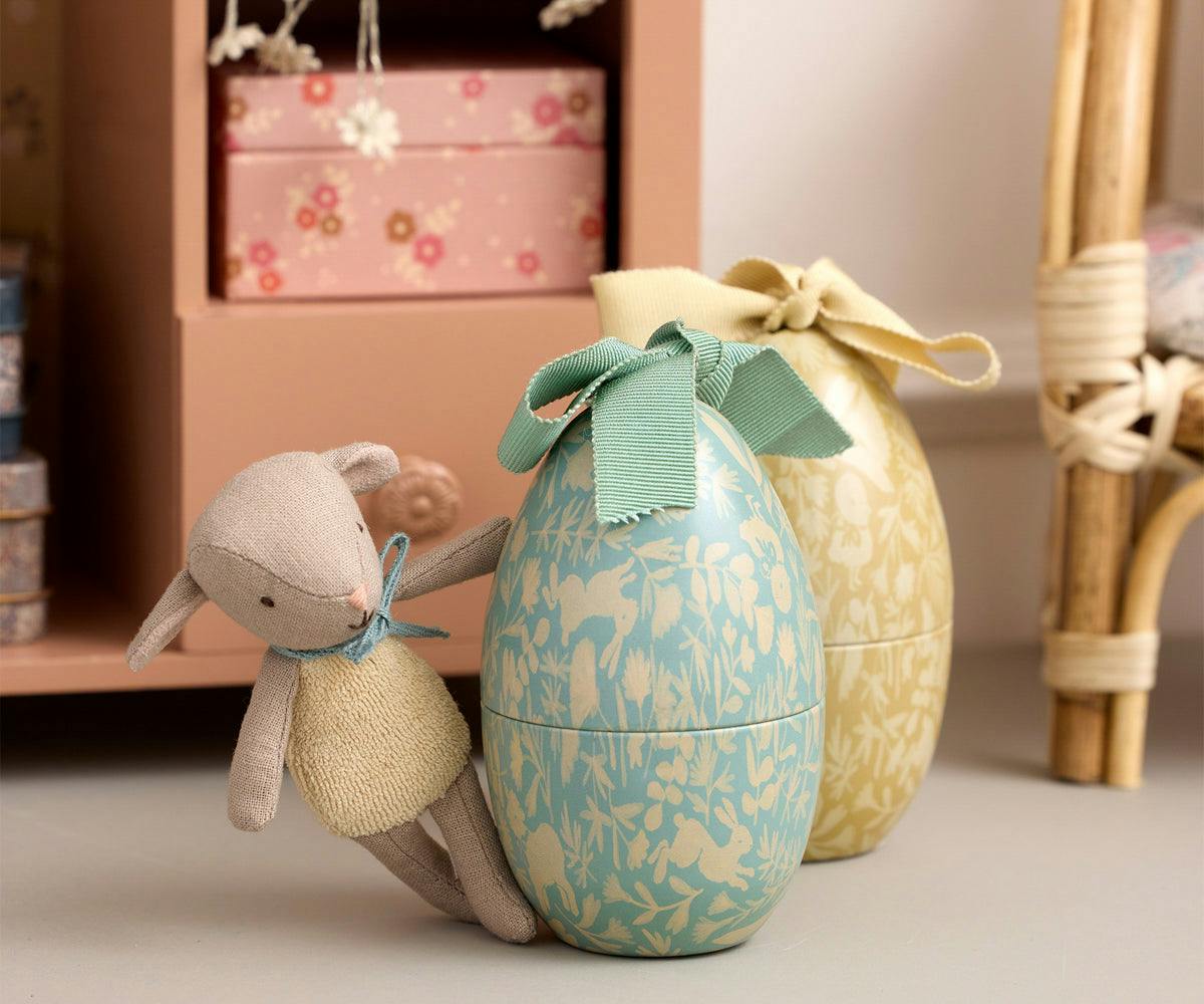 Easter egg with micro lamb, Small - Dusty mint