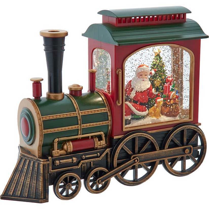 7.625-Inch Battery Operated LED Lighted Santa Train With Spinning Glitter Water