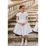 Bagatelle White/Blue Silk Handmade Smocked Dress