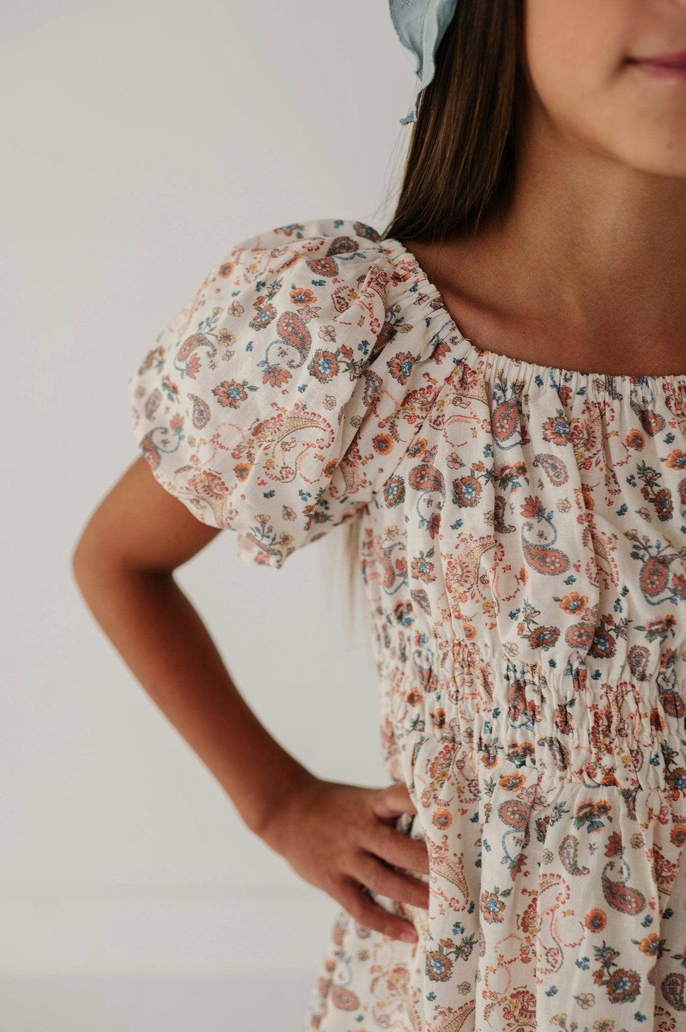 Peasant Bubble Sleeve Dress Isabella Paisley