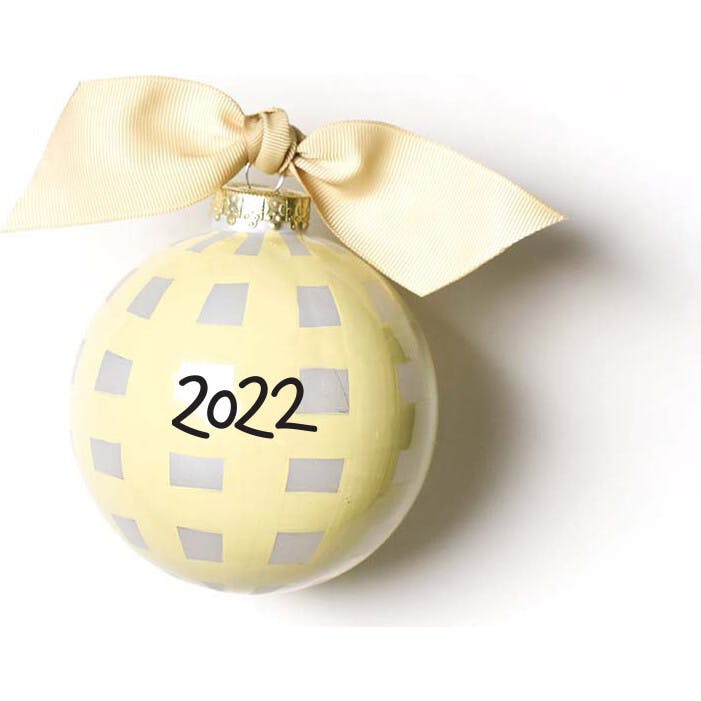 Welcome Sweet Baby Gingham Glass Ornament