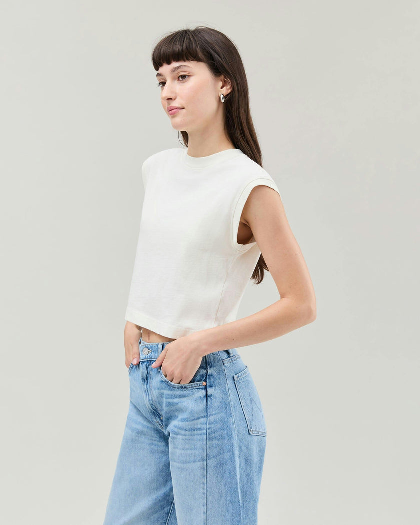 Womens Relaxed Muscle Tee - Pigment Dye Jersey - Bone