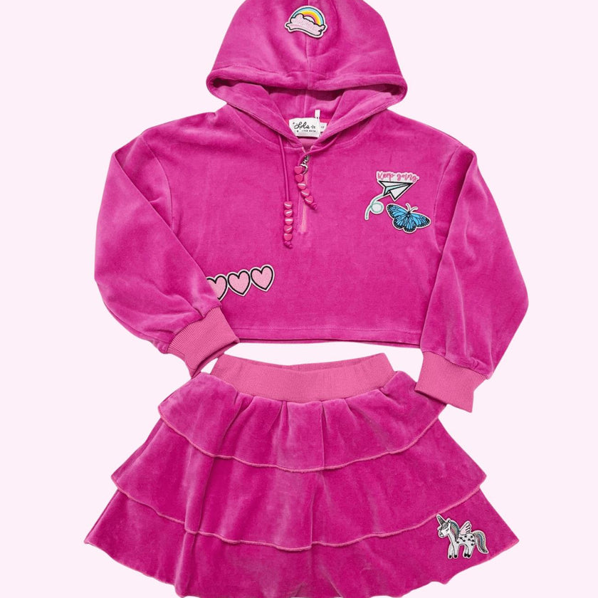 Happy Velour Set Hot Pink