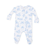 Puppy Toile Blue - 2 Way Zipper Footie