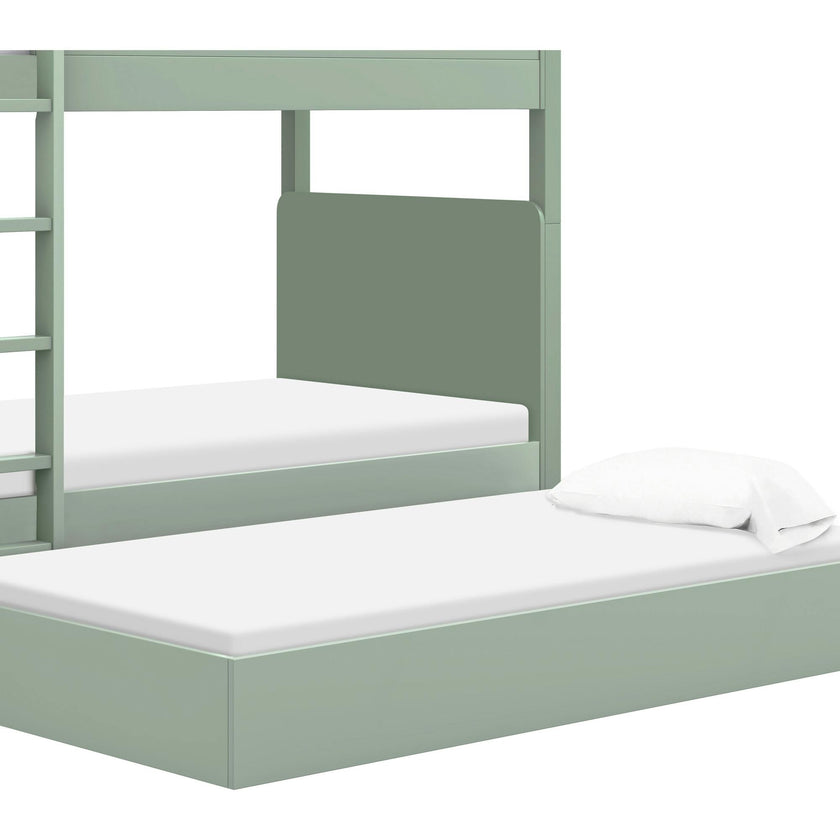 Universal Twin Storage Trundle Bed in Light Sage