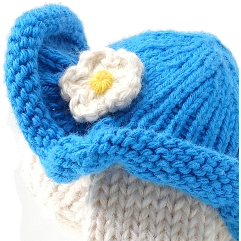 Knit Bunny with Blue Sun Hat