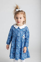 Floral Print Knit Dress With Flower