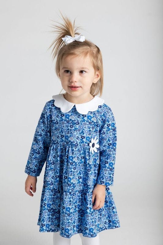 Floral Print Knit Dress With Flower