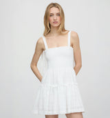 The Ribbon Seraphina Mini Nap Dress - White Crinkle Check