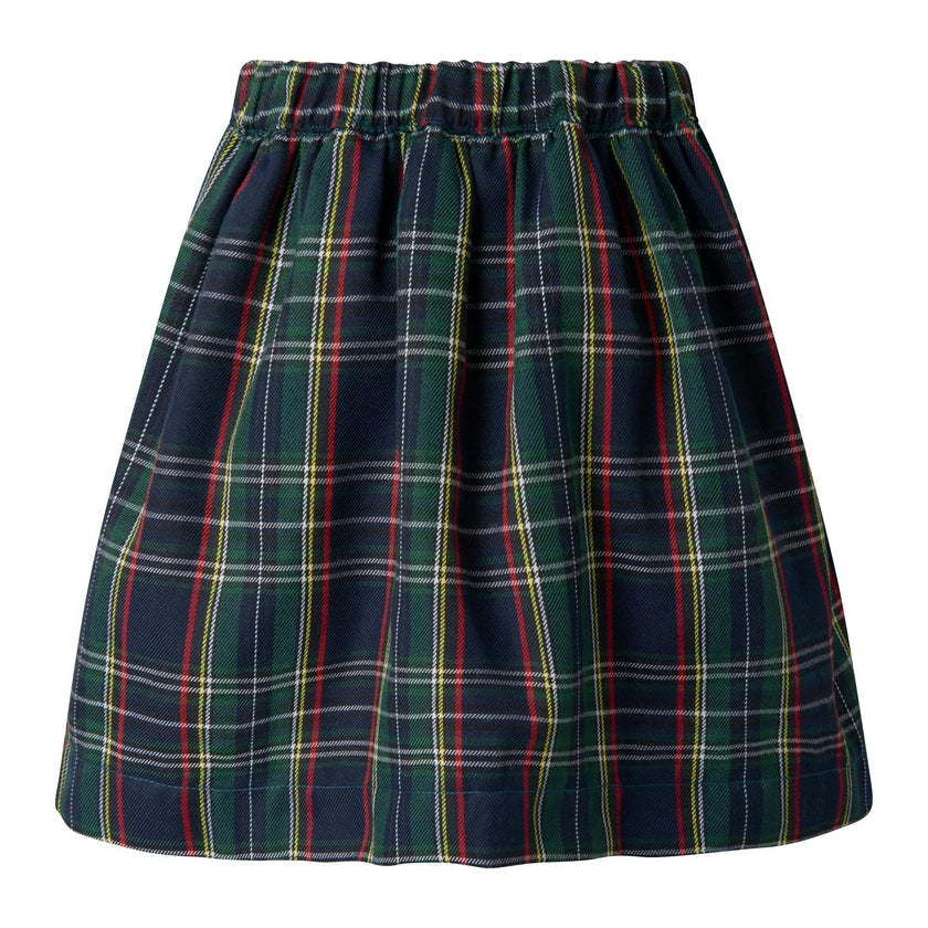 Navy Check Skirt & Blouse Set