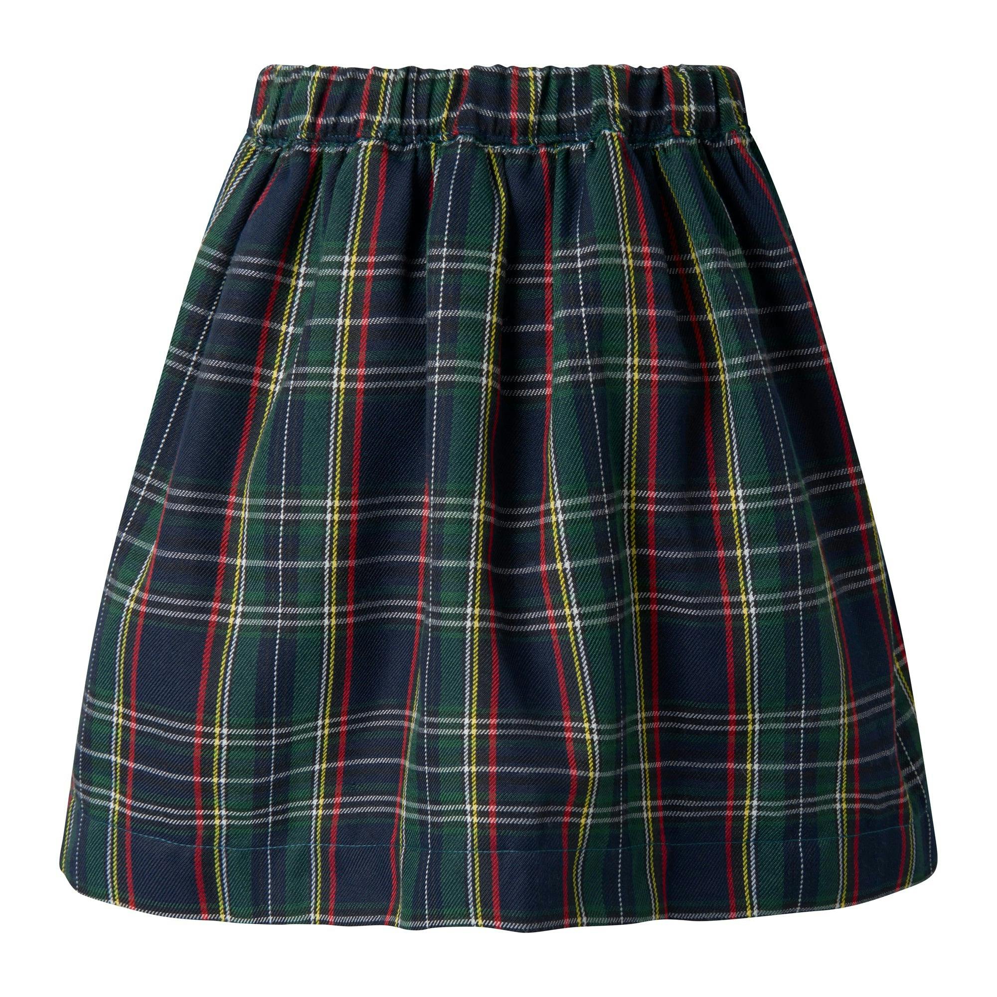 Navy Check Skirt & Blouse Set