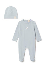 Print Snap Front Modal Romper and Hat Two Piece Set