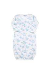 Blue Toile Baby Gown