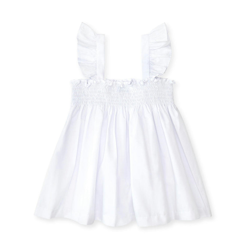 The Harper Set in Classic White with Rainbow Smocking
