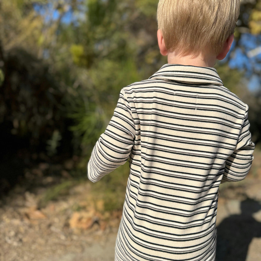 KINGSTON Sage/Cream Stripe Polo Romper
