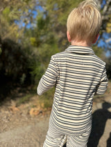 KINGSTON Sage/Cream Stripe Polo Romper