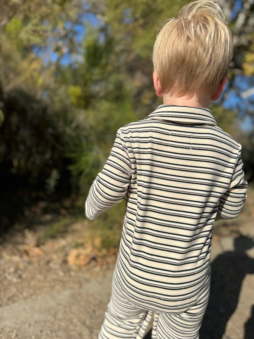 KINGSTON Sage/Cream Stripe Polo Romper