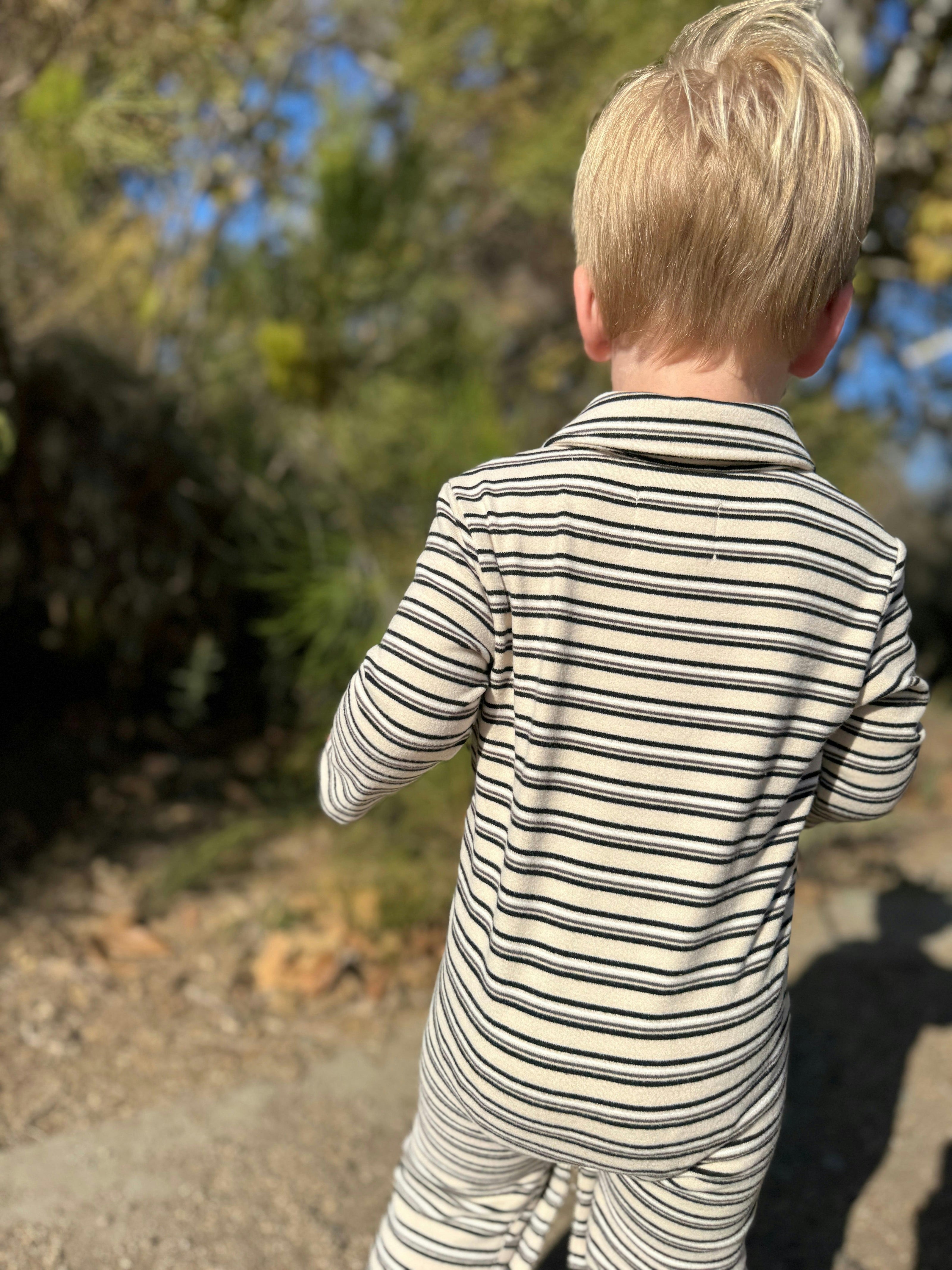 KINGSTON Sage/Cream Stripe Polo Romper
