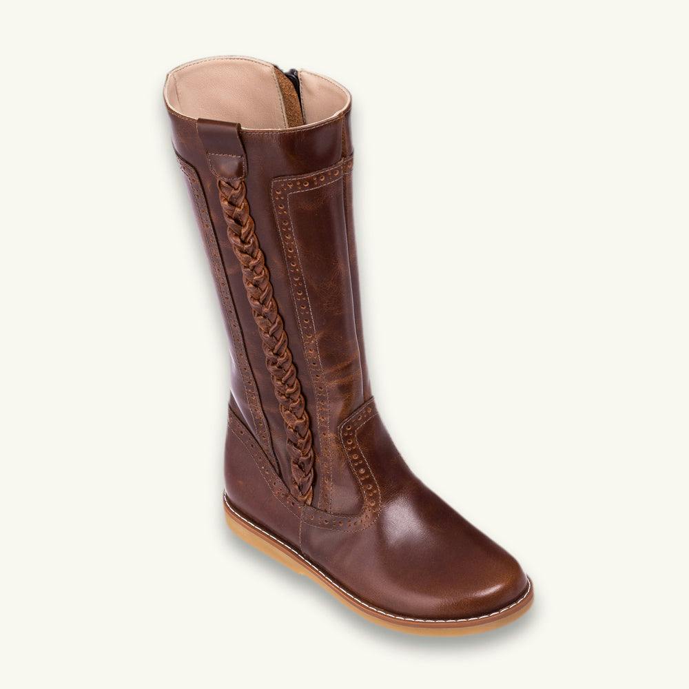 Elephantito Braided Boot | Brown Leather