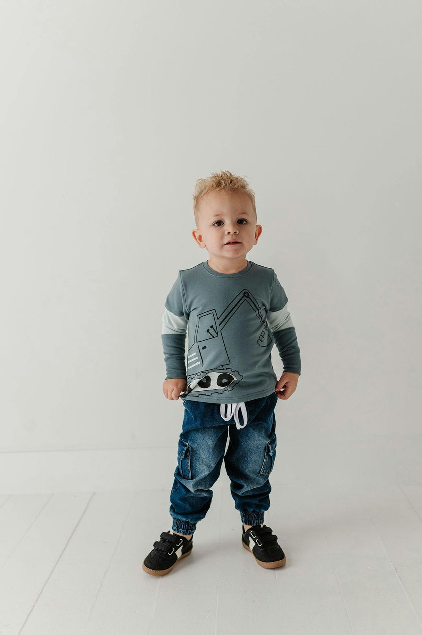 Boys Crewneck Long Sleeve Sweatshirt in Excavator