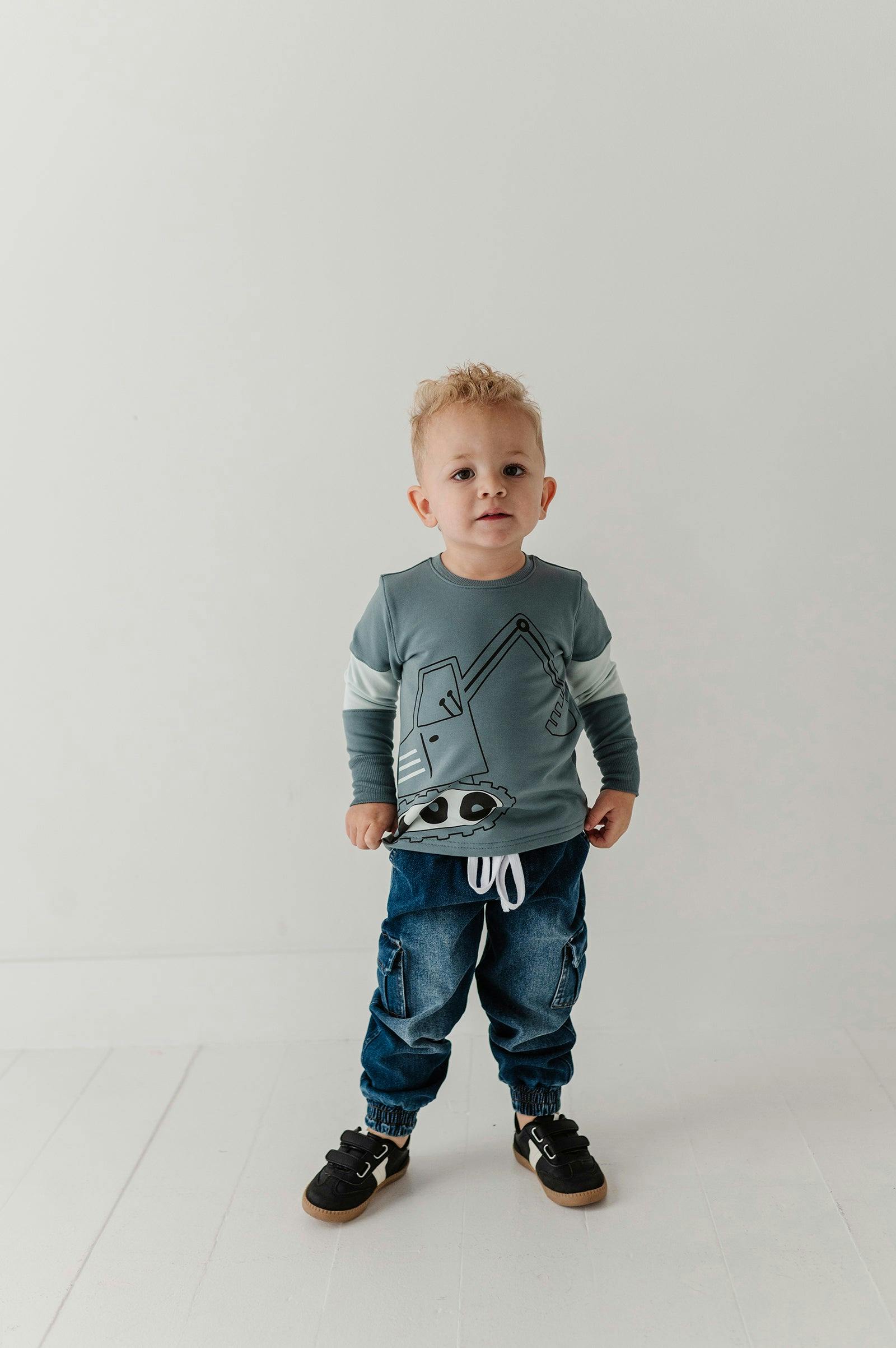 Boys Denim Jogger in Dark Blue Wash