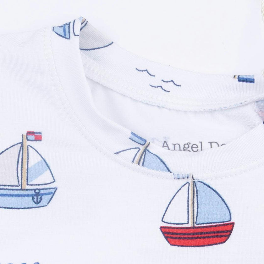 Bubbly Sailboats Blue - Short Sleeve Loungewear Set