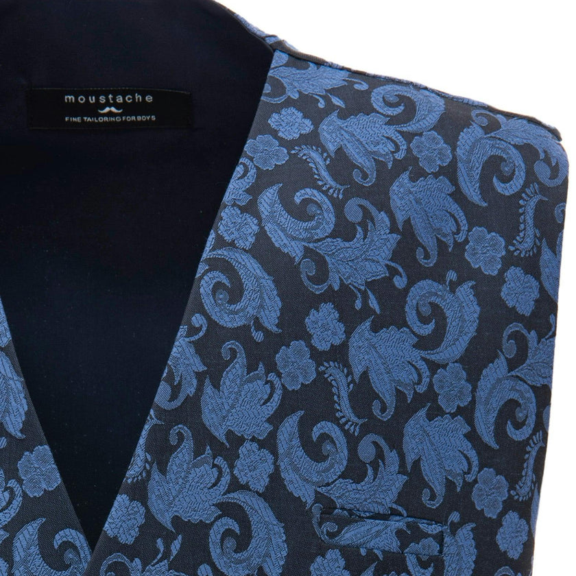 Blue Floral Print Vest & Bowtie