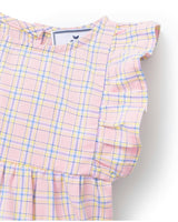 Baby's Twill Ruffled Romper in Peony Plaid