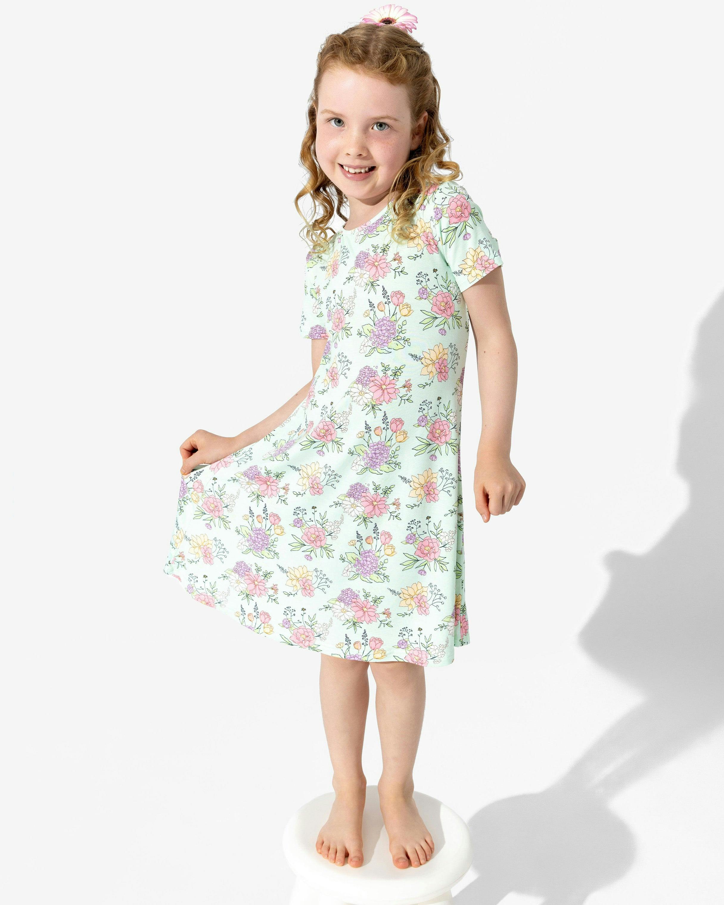 Petals & Posies Bamboo Girls' Short Sleeve Dress