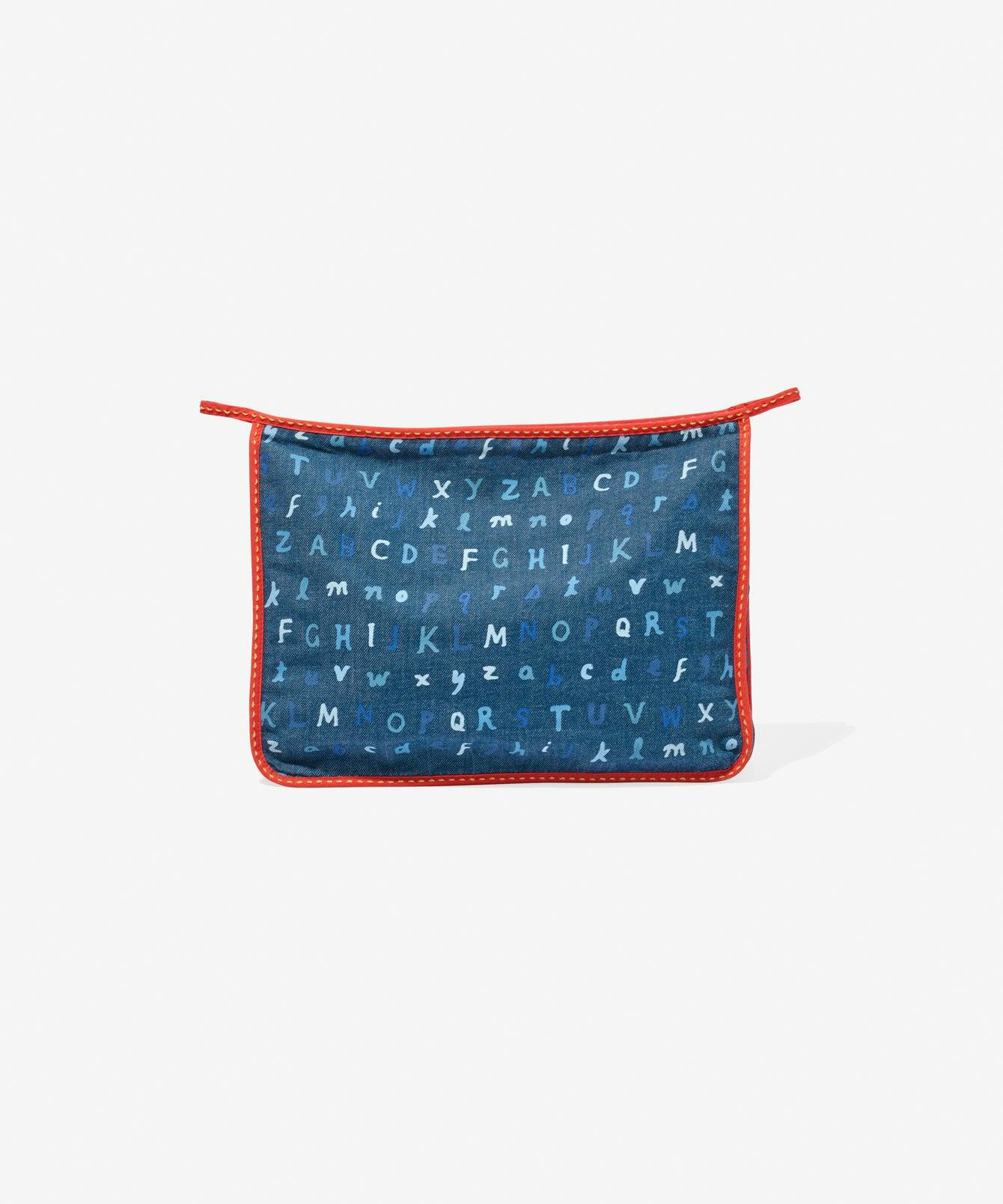 Large Zip Bag, Denim ABC's