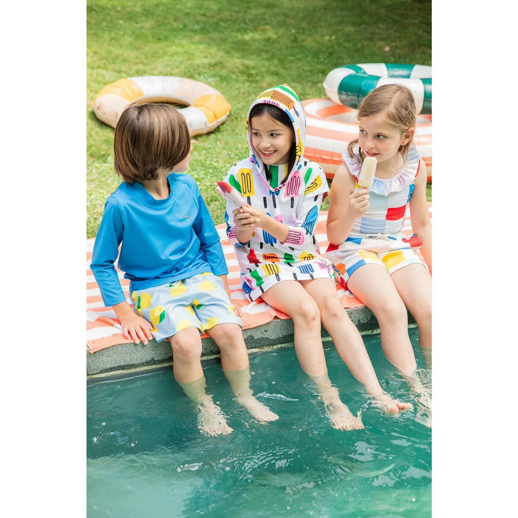 Recycled Cotton Checkered Cropped Kid Short