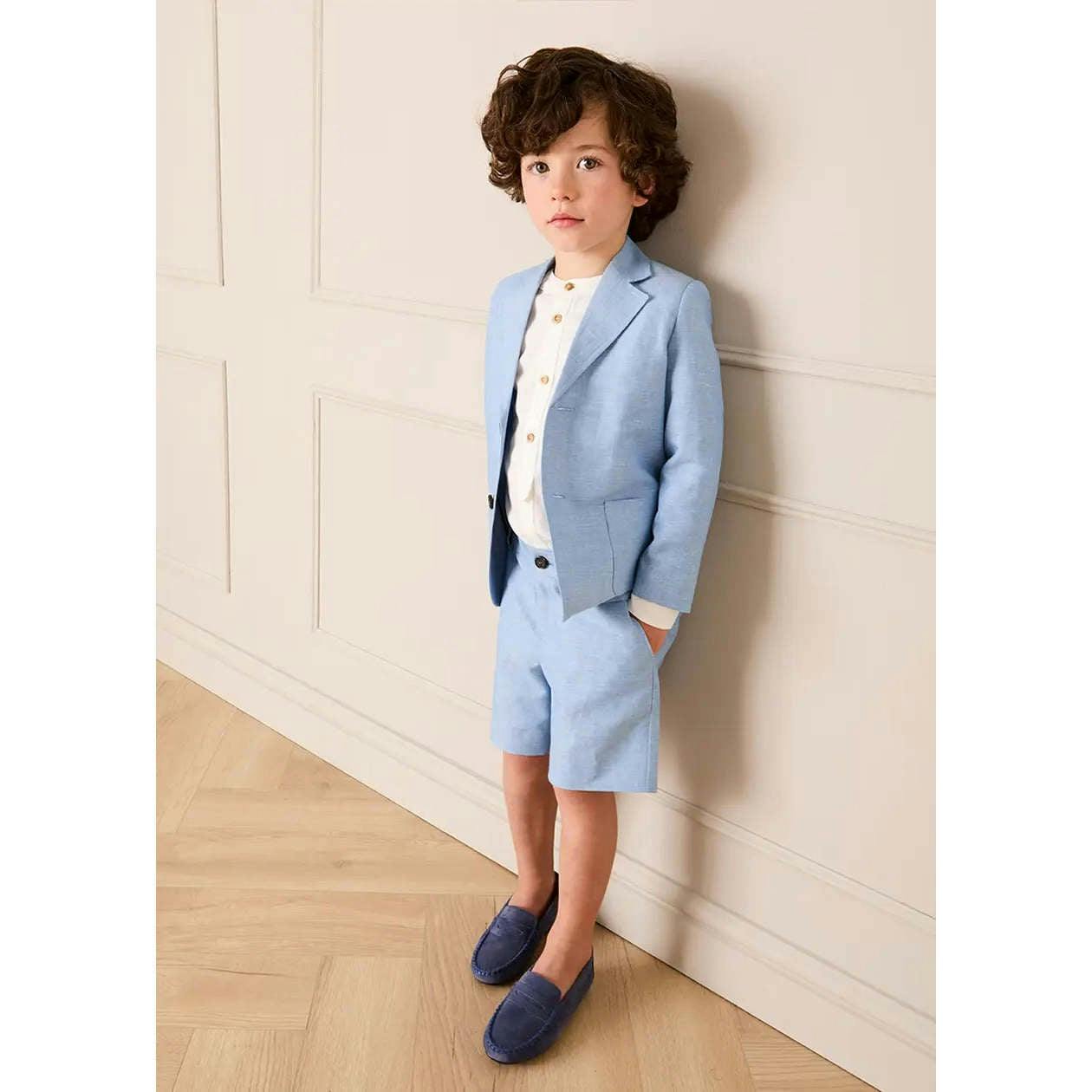 Linen Blend Tailored Shorts in Sky Blue (4-10yrs)