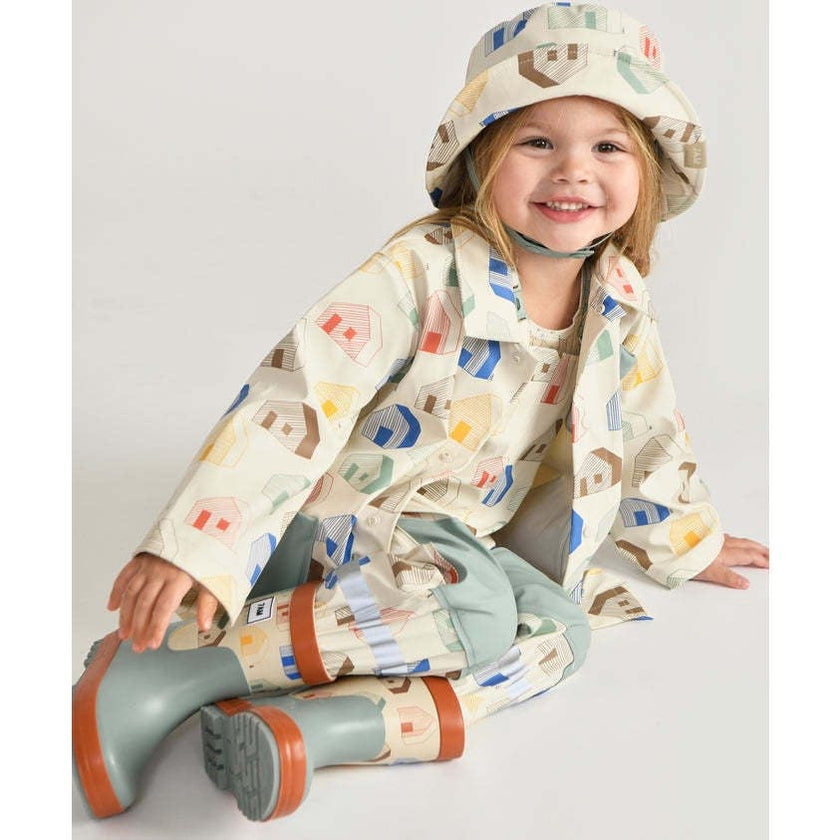 House Print Chin Strap Rain Bucket Hat