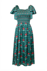 Rayna Dress in Green Floral Block