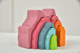 Wooden Mountain Rainbow Stacker | Montessori Stacking Blocks for Toddlers